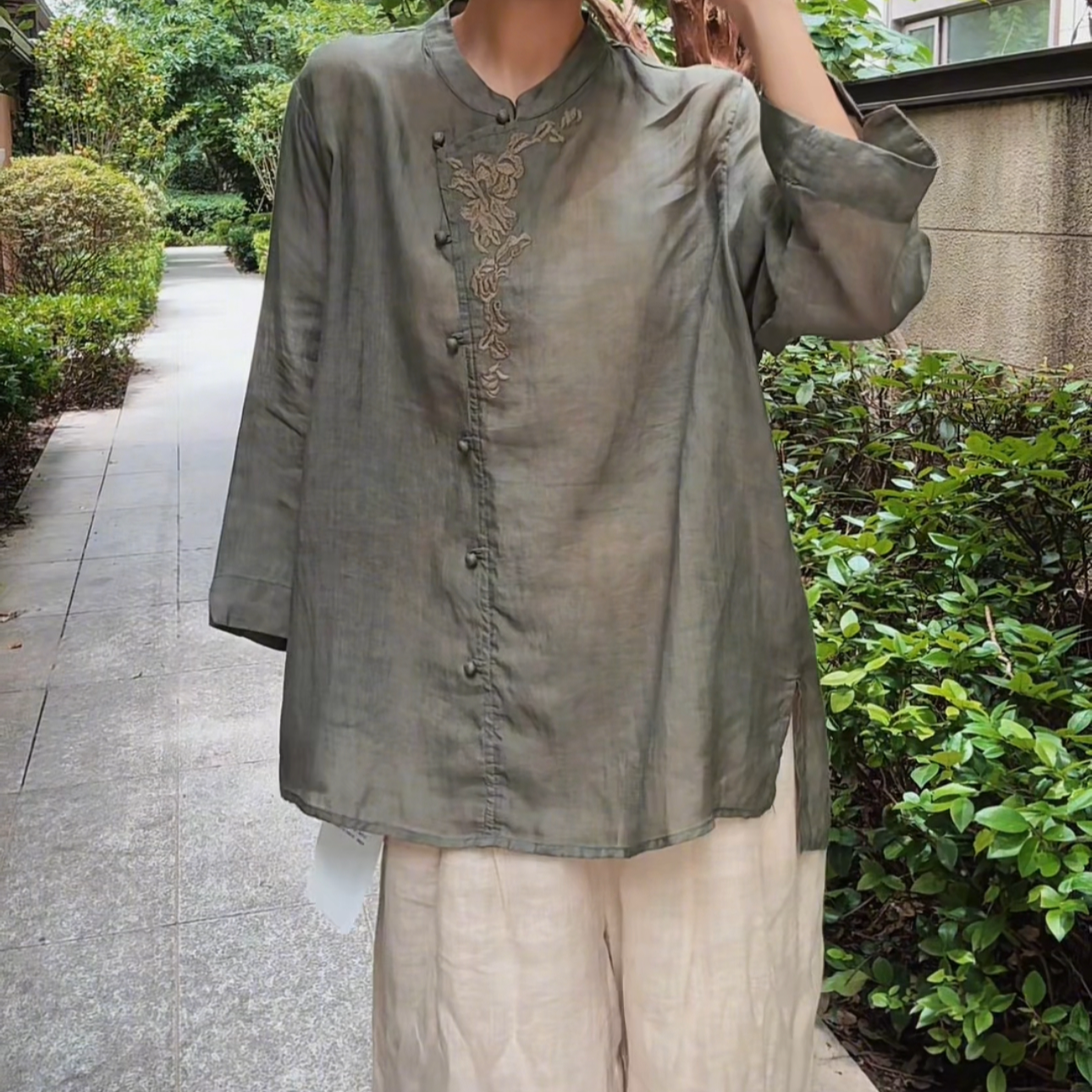 琳琅生-100%原胚苎麻手工炒色苎麻上衣3777
