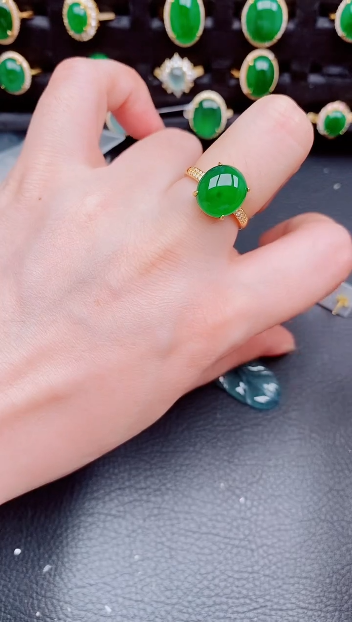 【闪购商品】翡翠戒指银S925镶嵌天然a货翡翠312