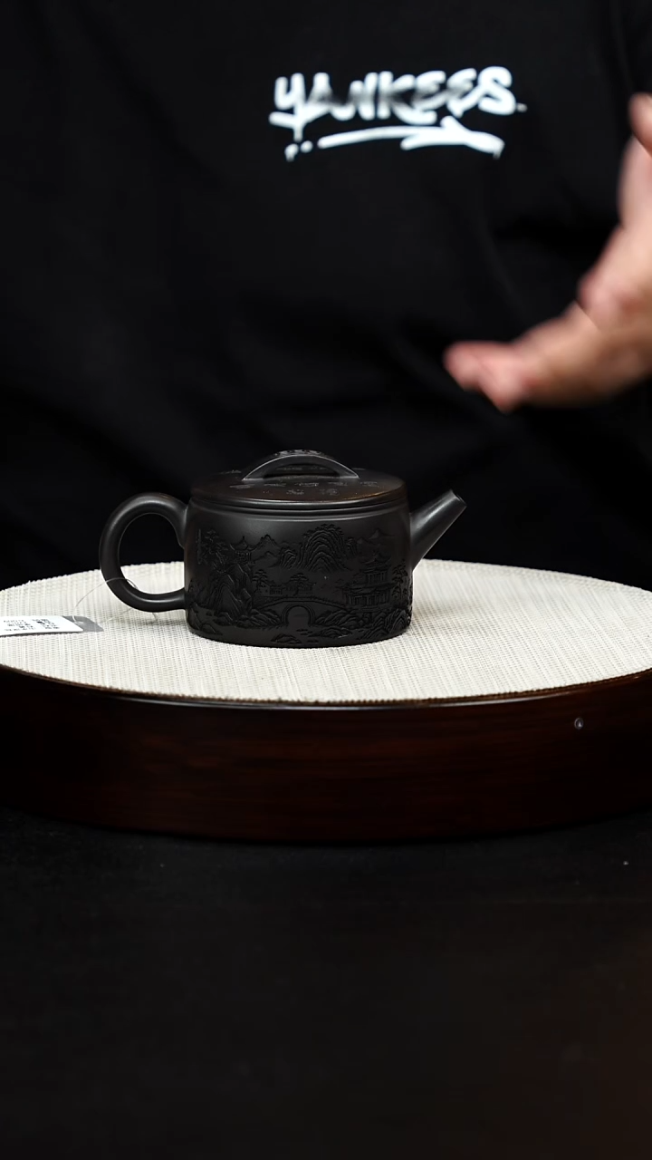 茶壶紫砂宜兴原矿手工紫砂 山水汉瓦 石黄