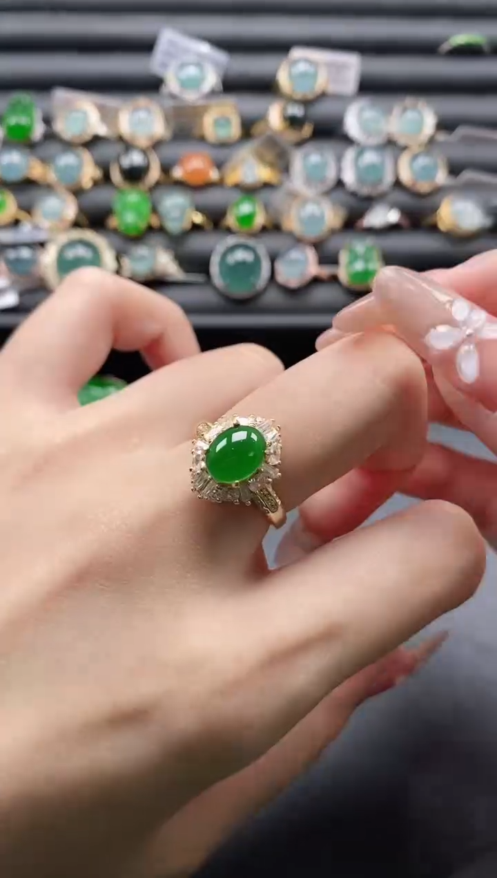 【闪购商品】翡翠戒指银S925镶嵌11111