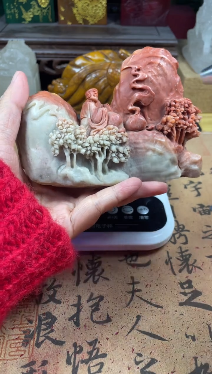 寿山石印石高山红石