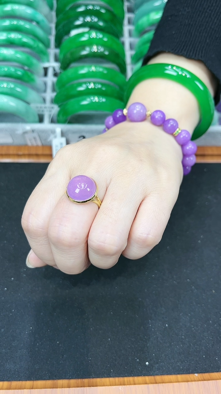 【闪购商品】翡翠戒指未镶嵌s5 紫罗兰蛋面戒指