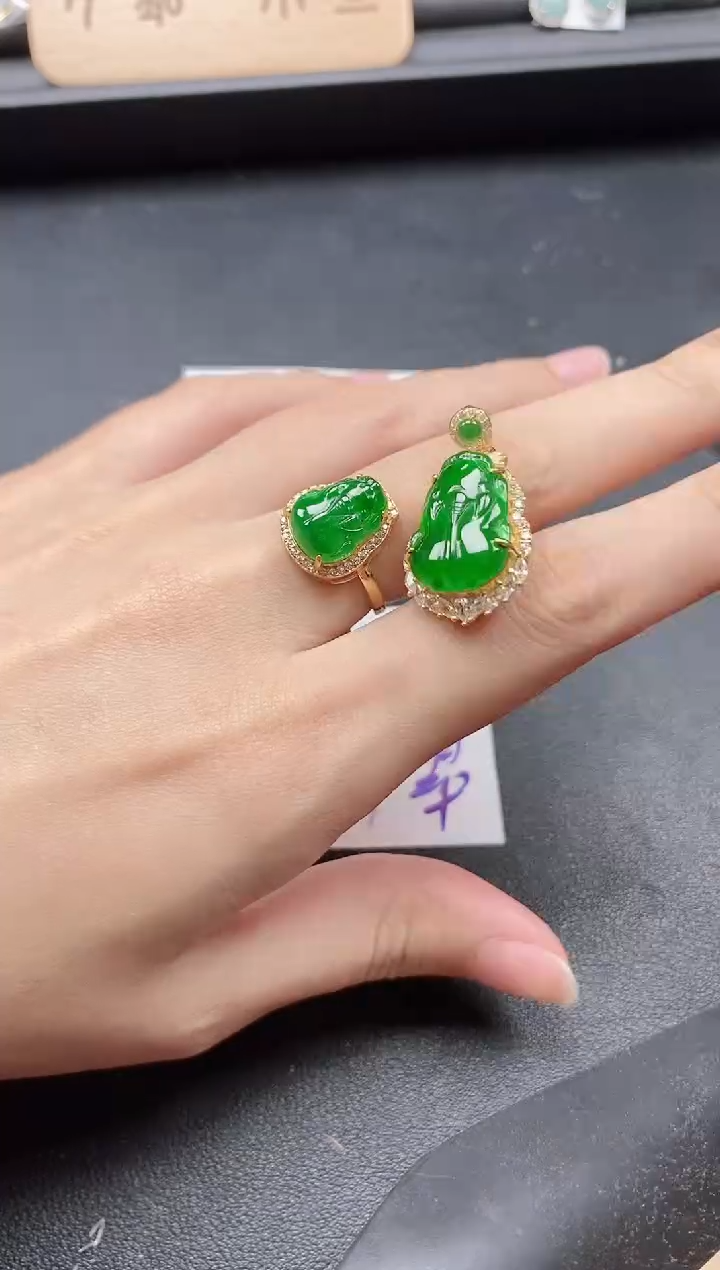 翡翠戒指银S925镶嵌5151