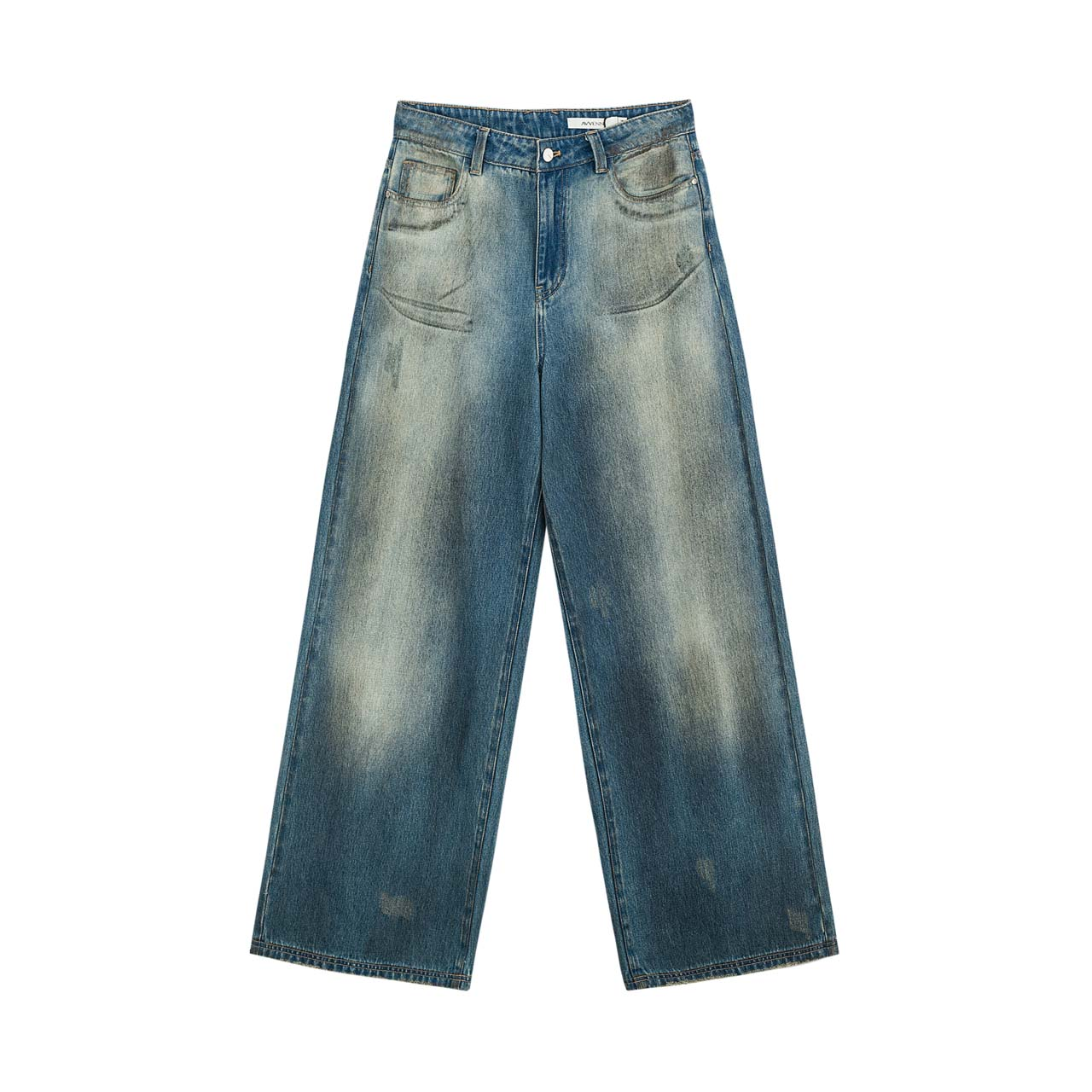 【景致】AVVENN 蓝色牛仔长裤  AM71302593小白