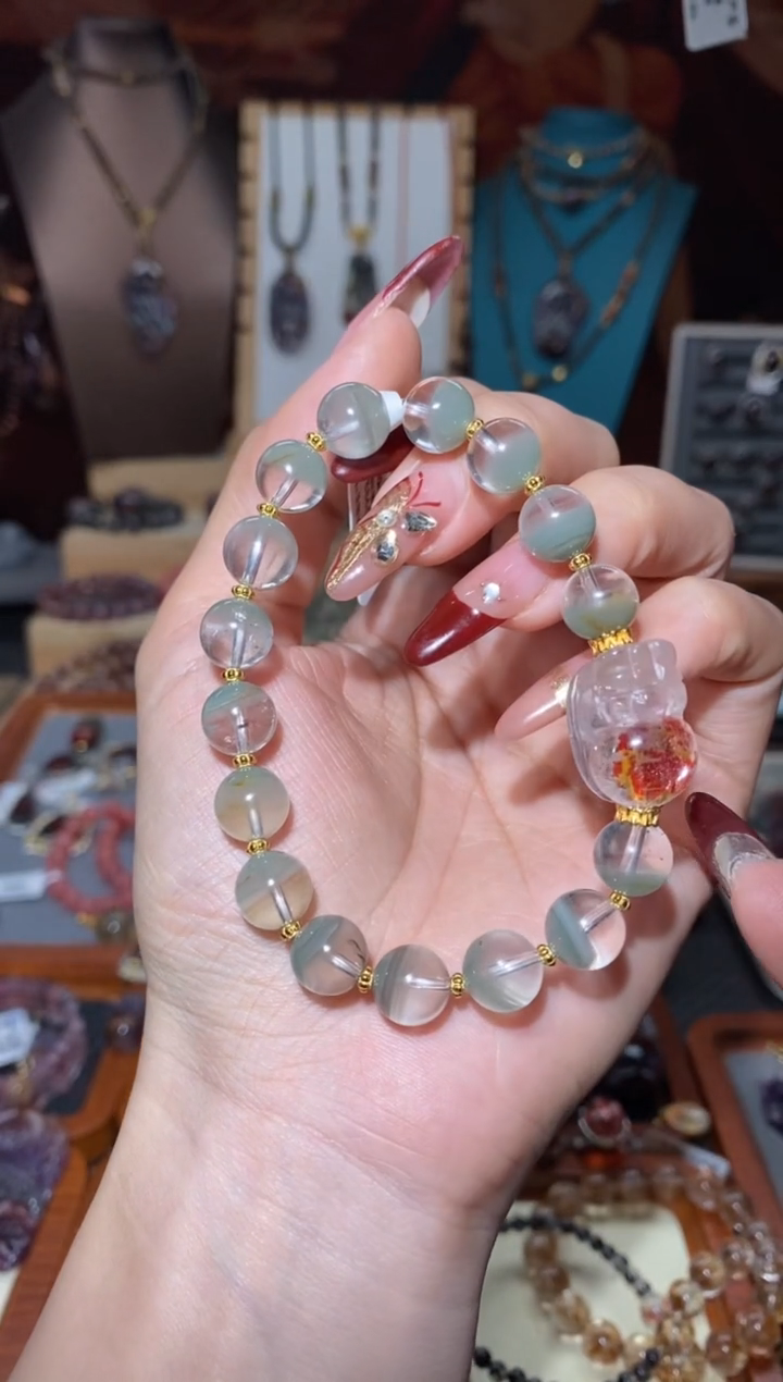 【闪购商品】水晶DIY手串未镶嵌青幽灵锦鲤胶花貔貅