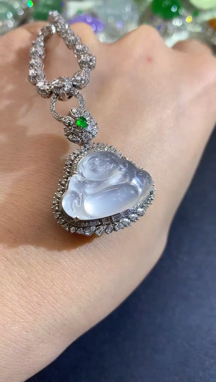 吊坠(不含链)18K金镶嵌翡翠S3