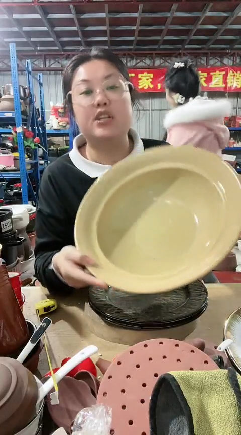 陶瑕疵绿色煎盘不带盖孤品