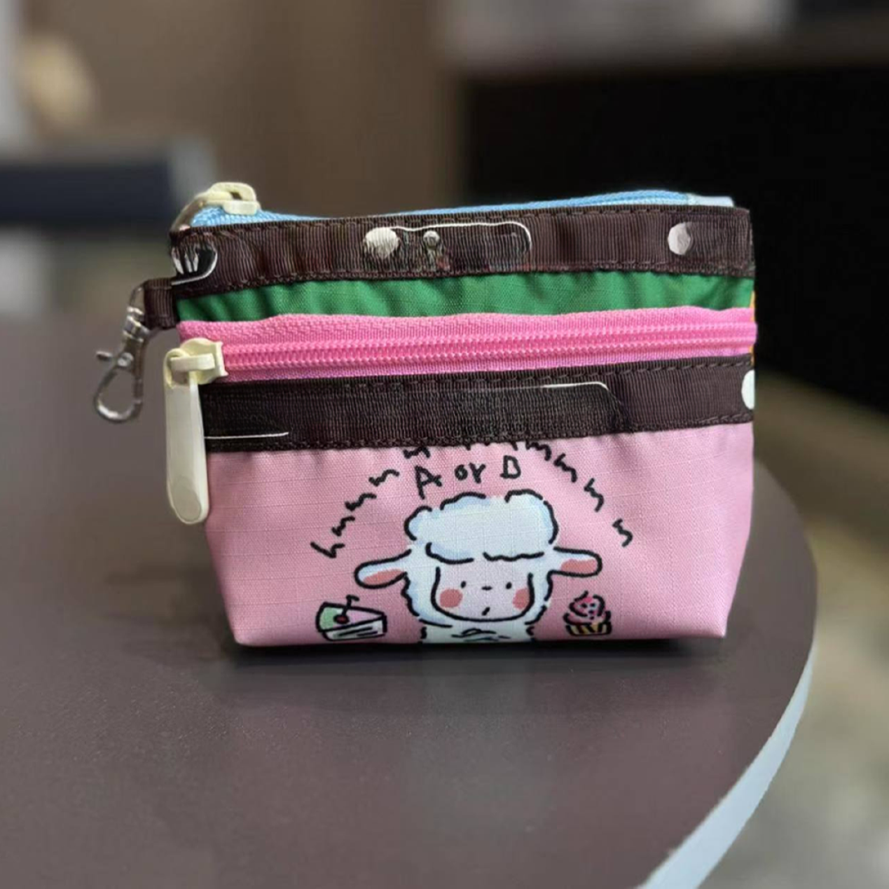 Z985 新品迷你卡通双层零钱包钥匙包挂钩包可爱证件包3394