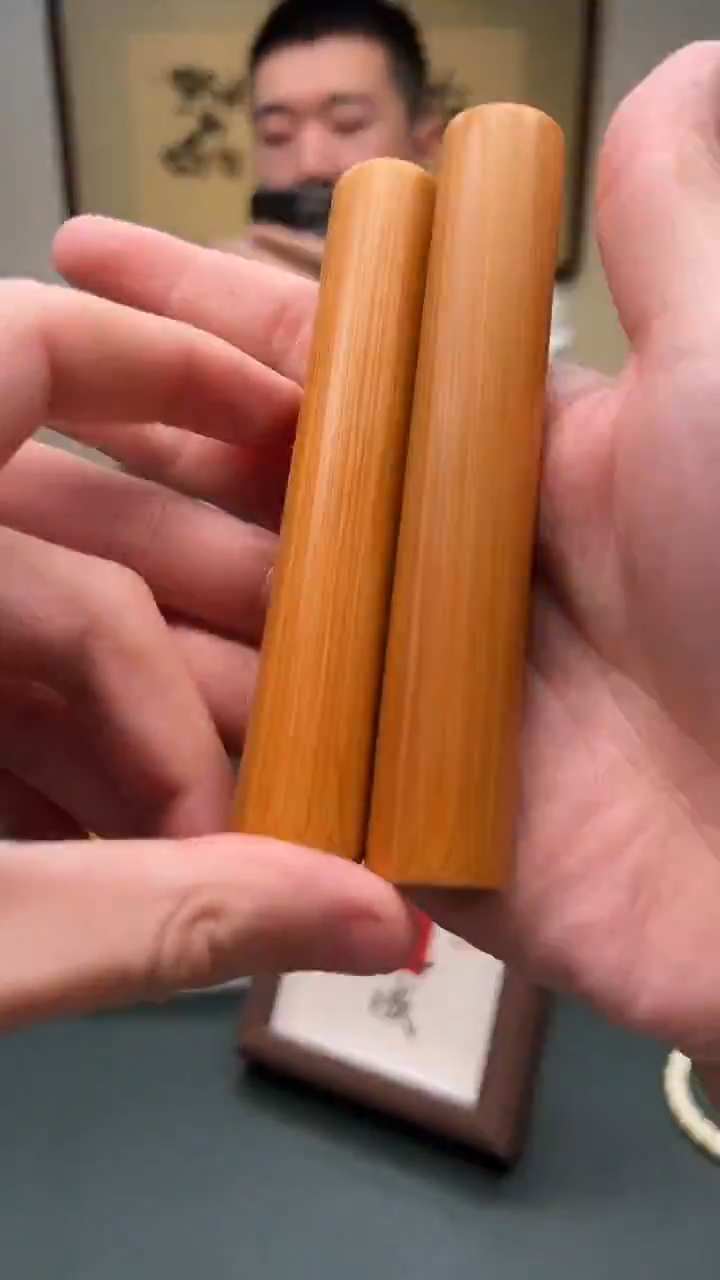 竹木头款实心玉竹 手把件