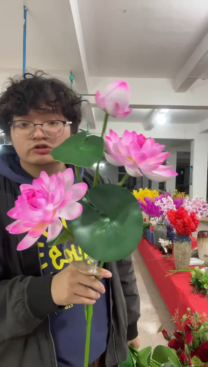 【闪购商品】仿真绿植长根荷花2束