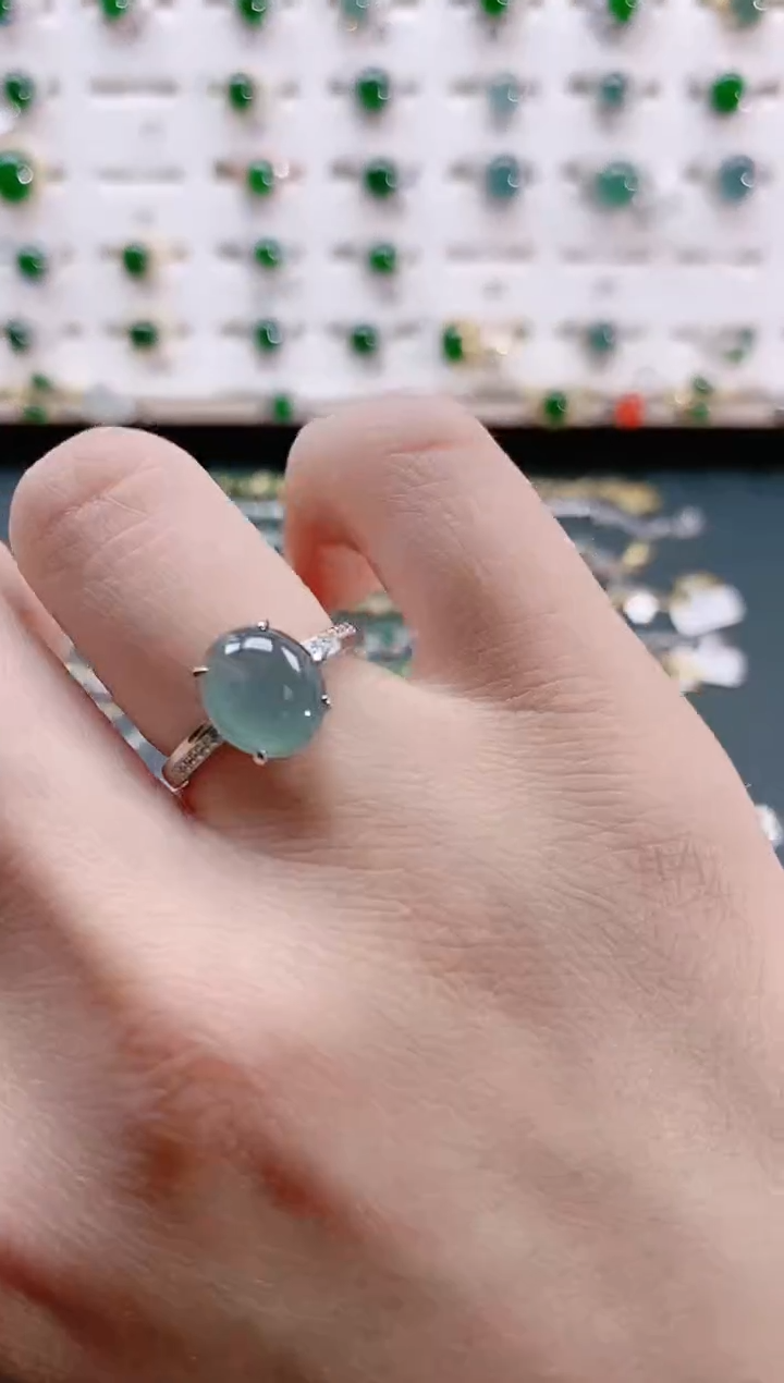 【闪购商品】翡翠戒指银S925镶嵌天然翡翠