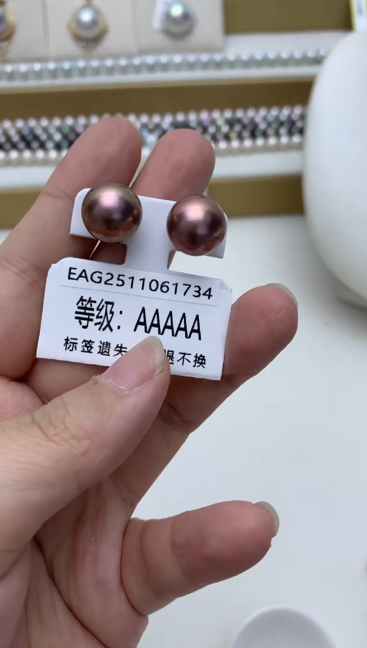银S925镶嵌耳饰淡水珍珠e27 