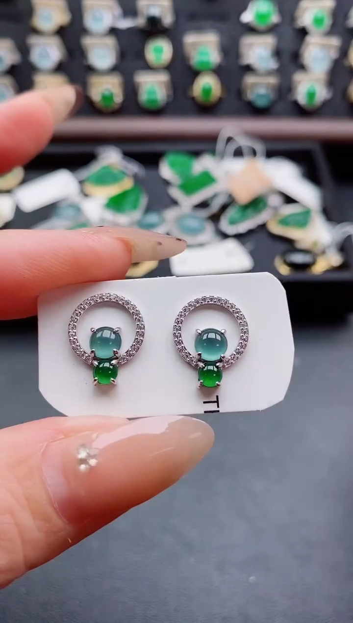 银S925镶嵌戒指翡翠1