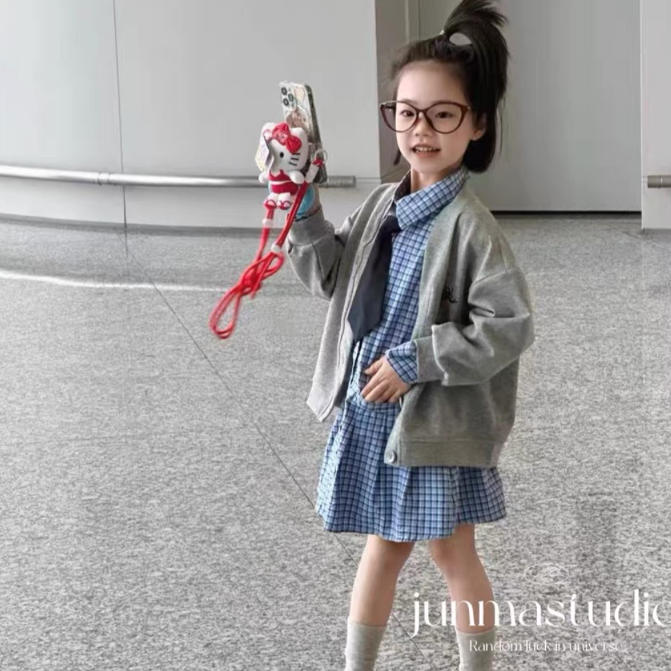 女童春季新款套装针织开衫洋气女宝宝衬衣裙百搭连衣裙两件套