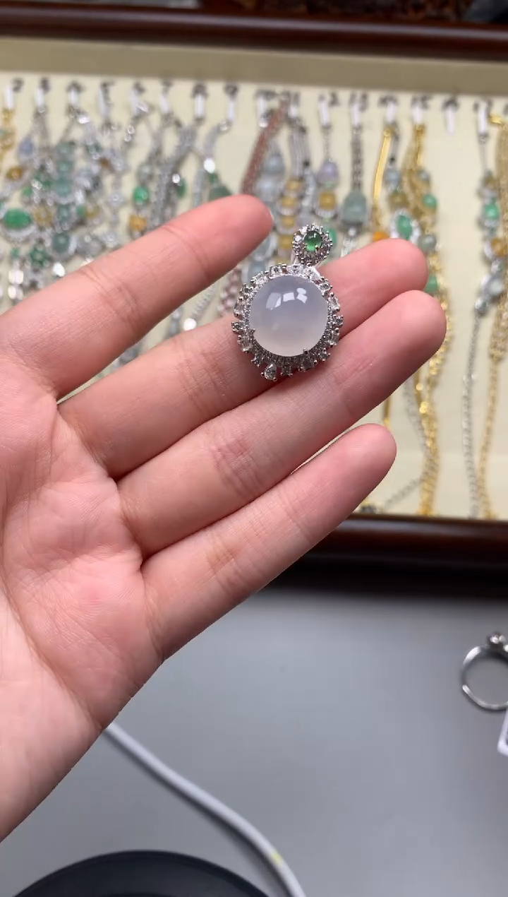 银S925镶嵌戒指翡翠吊坠8