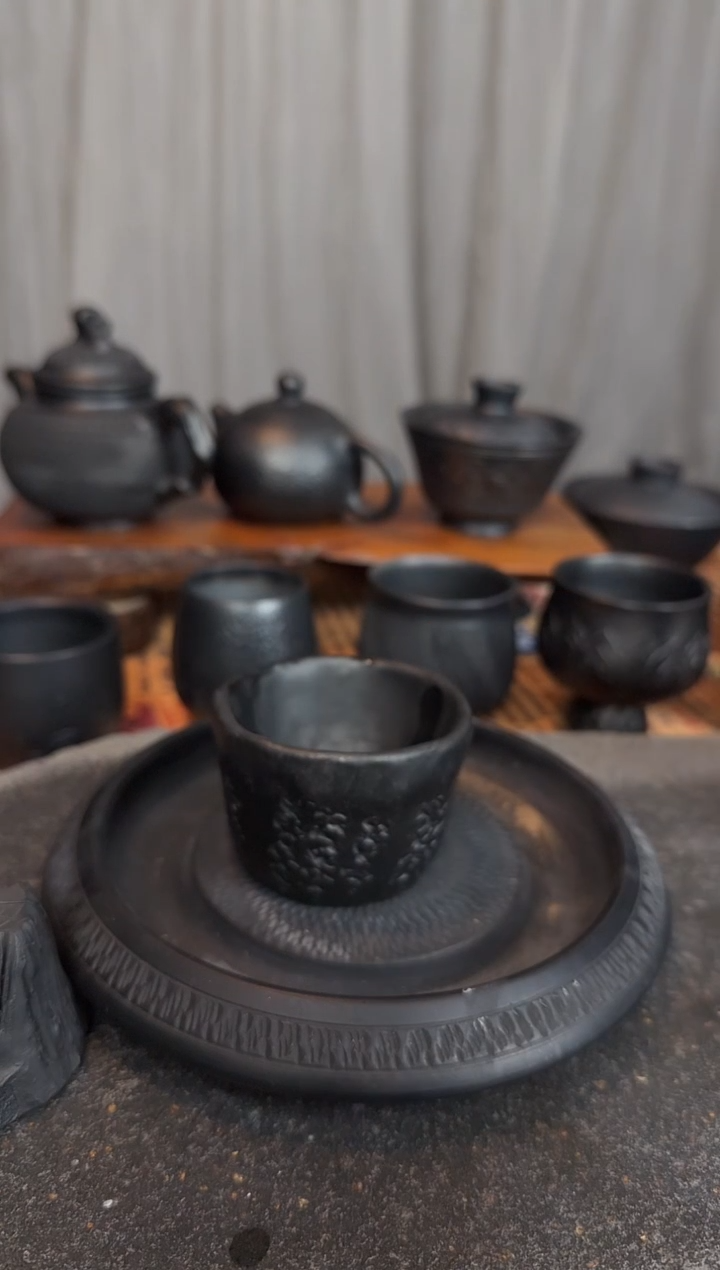 神农黑陶全品手捏杯