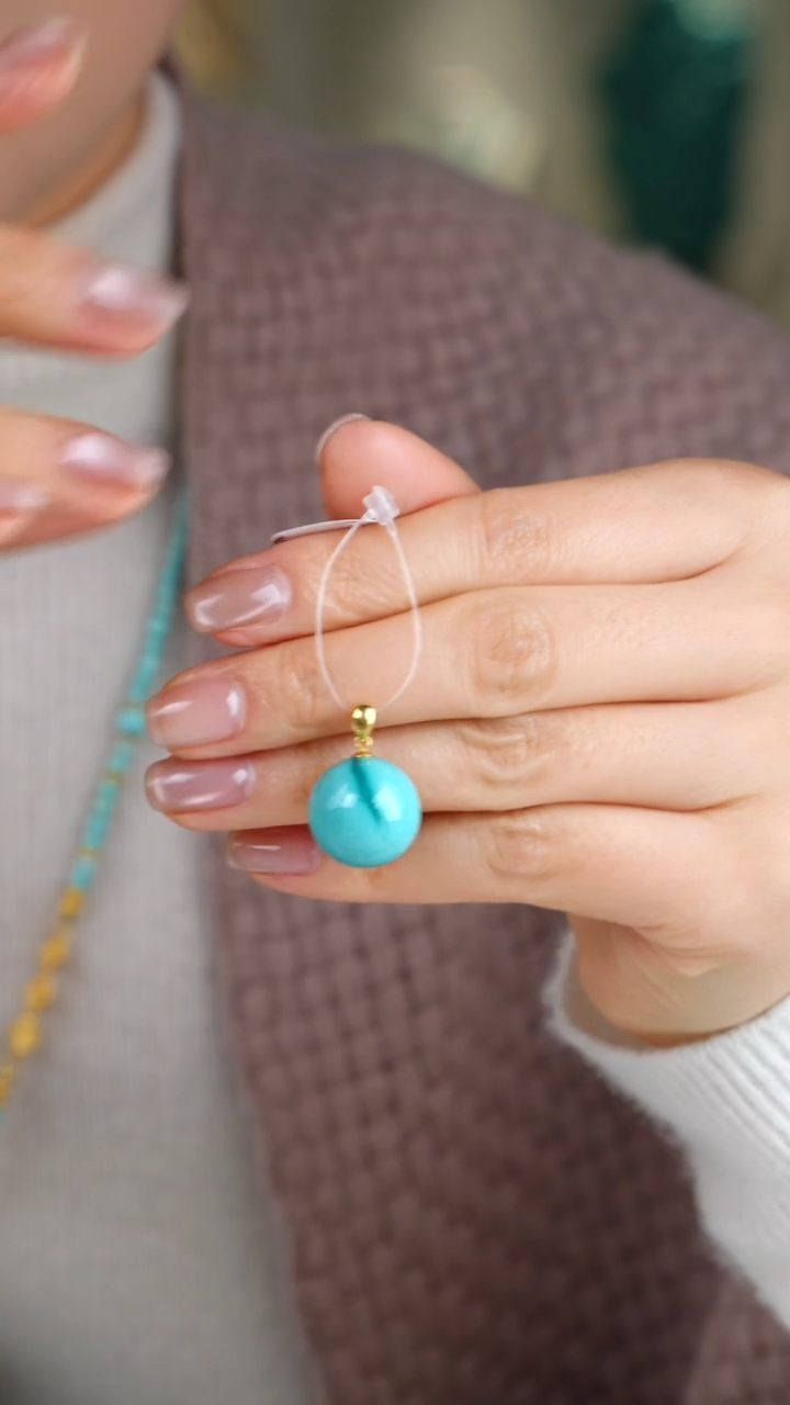 【闪购商品】绿松石吊坠(不含链)18K金镶嵌1