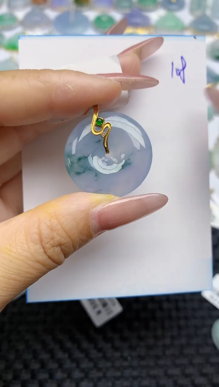 【闪购商品】翡翠颈饰18K金镶嵌天然A货翡翠 108