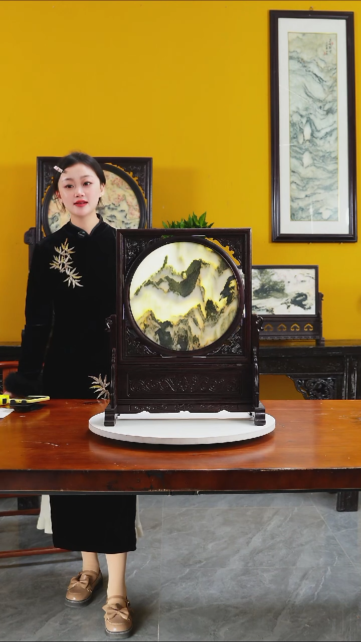 石材天然大理石画摆件