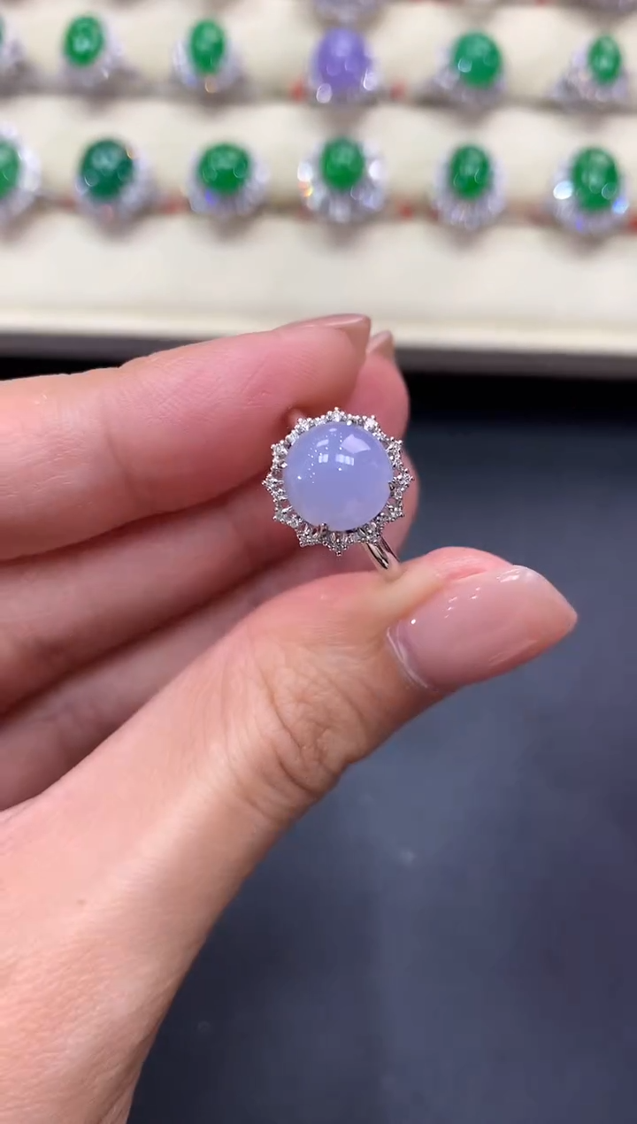 【闪购商品】翡翠戒指18K金镶嵌a92紫货有色差