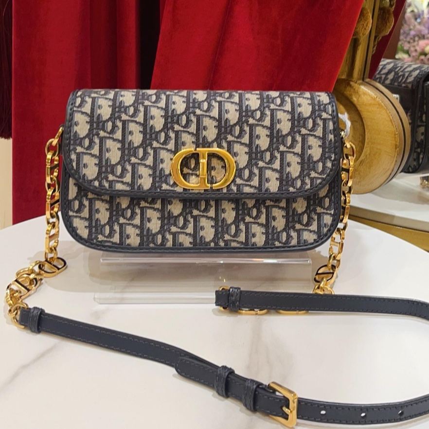 95新 DIOR/迪奥 GGS蒙田30avenue老花金扣芯片款39659074