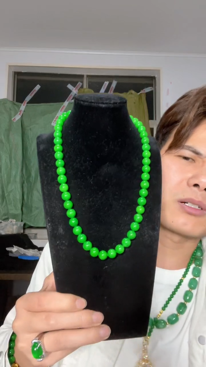 翡翠未镶嵌颈饰【伍氏甄选】缅料高端10mm毛衣链