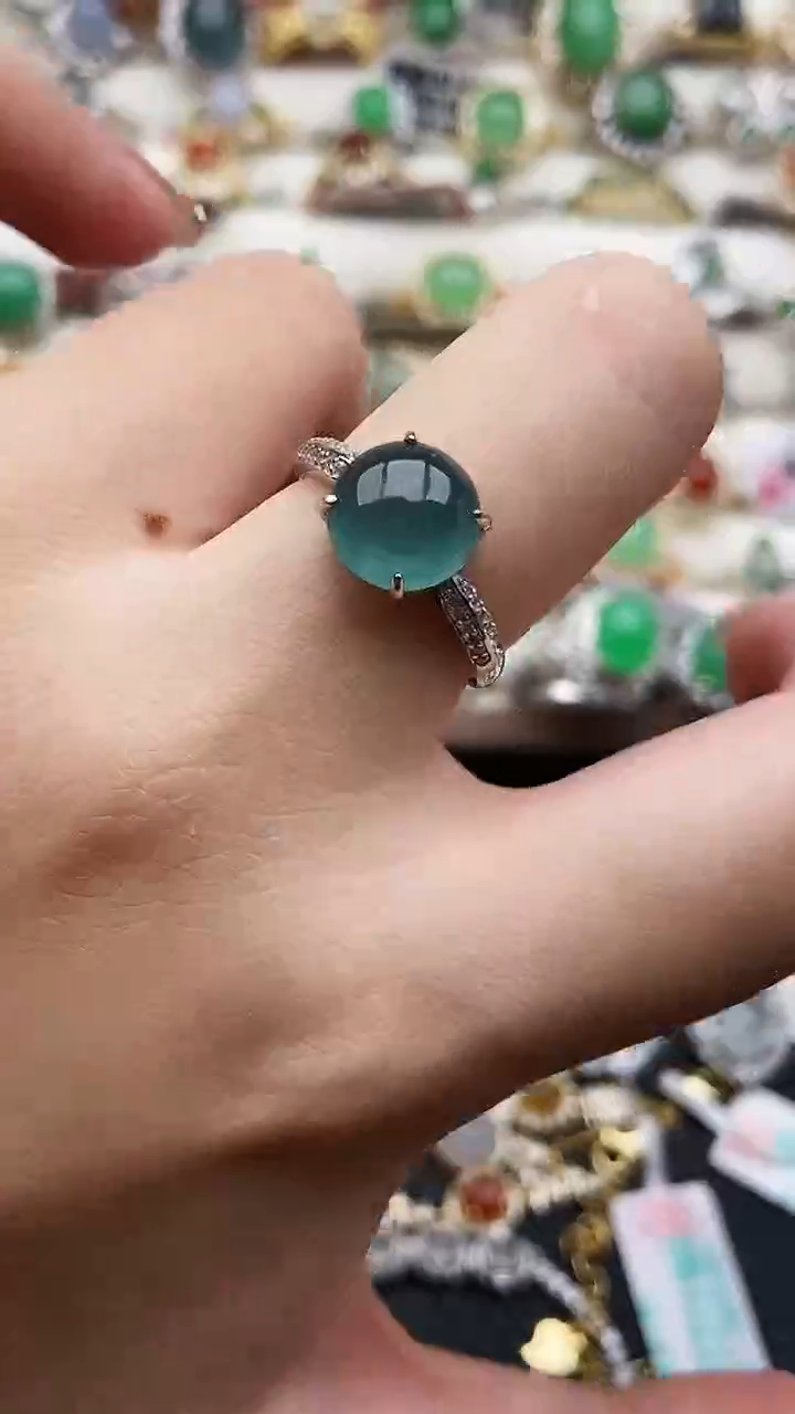 银S925镶嵌戒指翡翠17