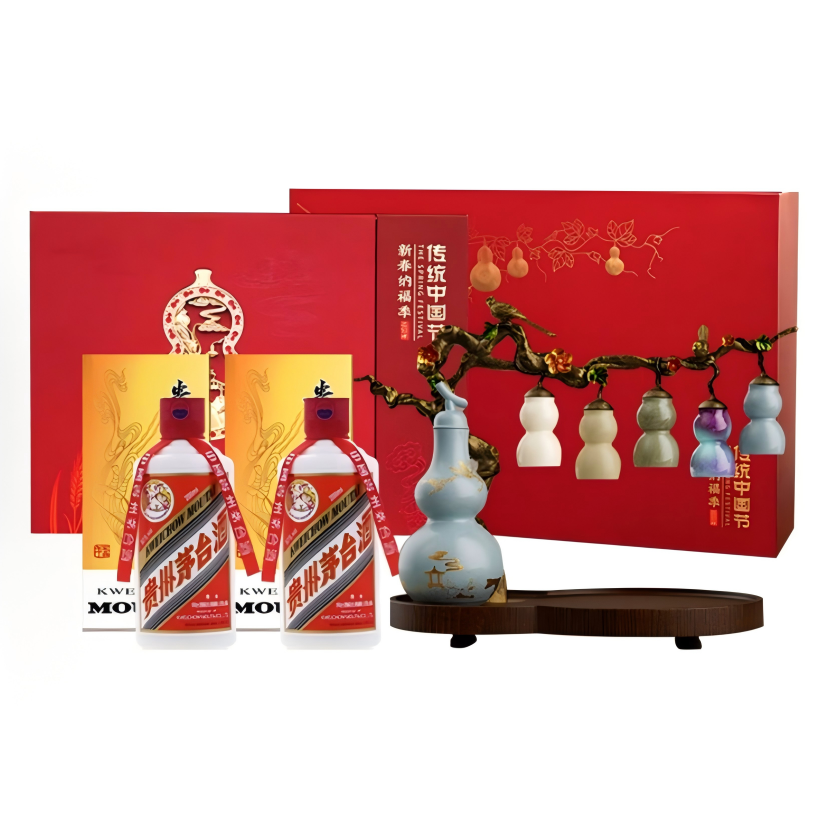 KWEICHOW MOUTAI/贵州茅台53度200ml*2 葫芦娃礼盒酱香型白酒53度
