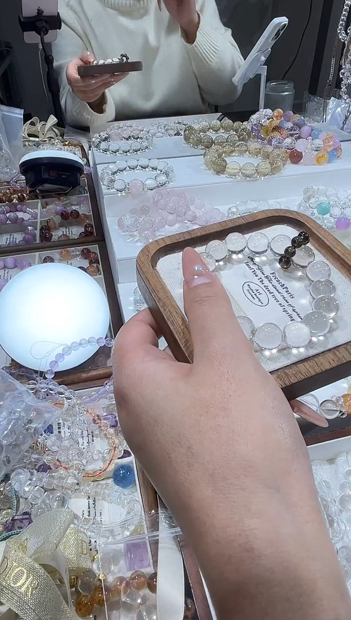 未镶嵌手串水晶天然白水晶牛鼻孔多样性发一