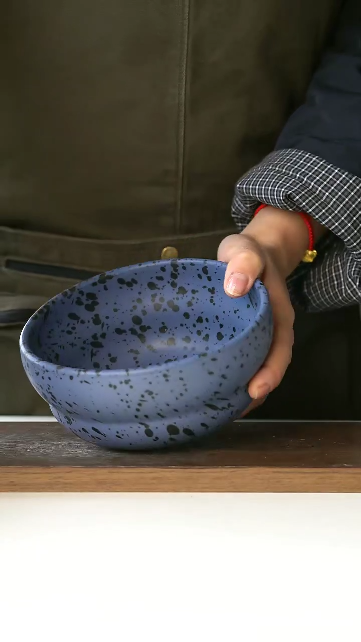 【闪购商品】陶瓷紫色泼墨沙拉碗15cm@4-2@