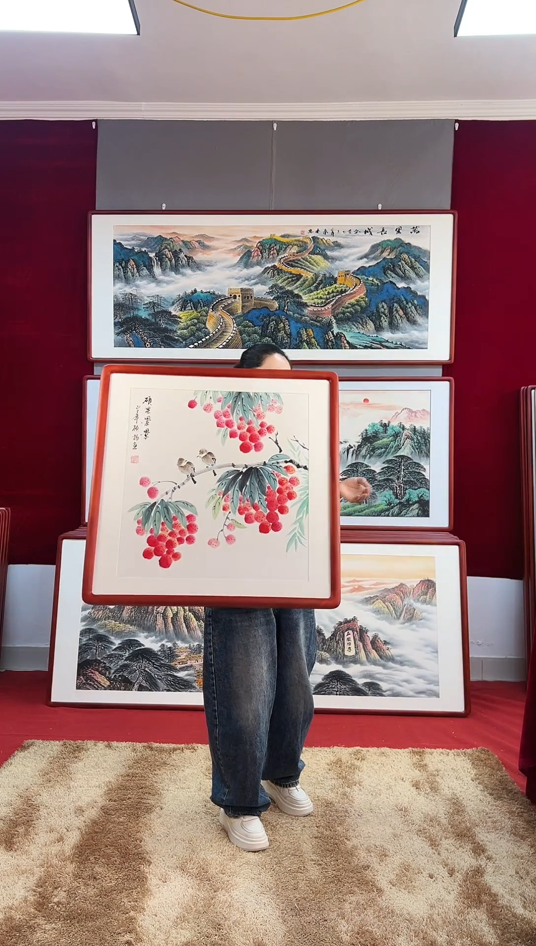 国画手绘荔枝63*63尺寸