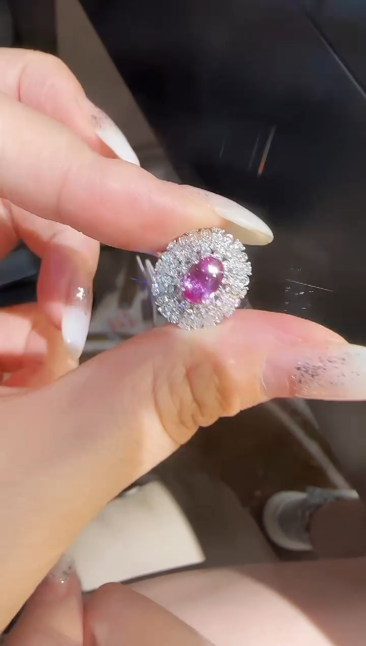 戒指彩色蓝宝石铂Pt950镶嵌精选M-紫色戒指