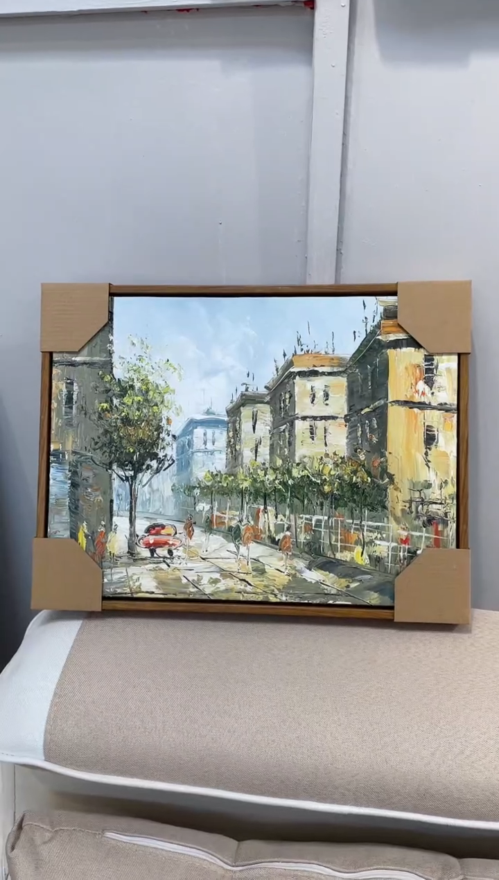 【闪购商品】油画30*40巴黎街景含木纹外框