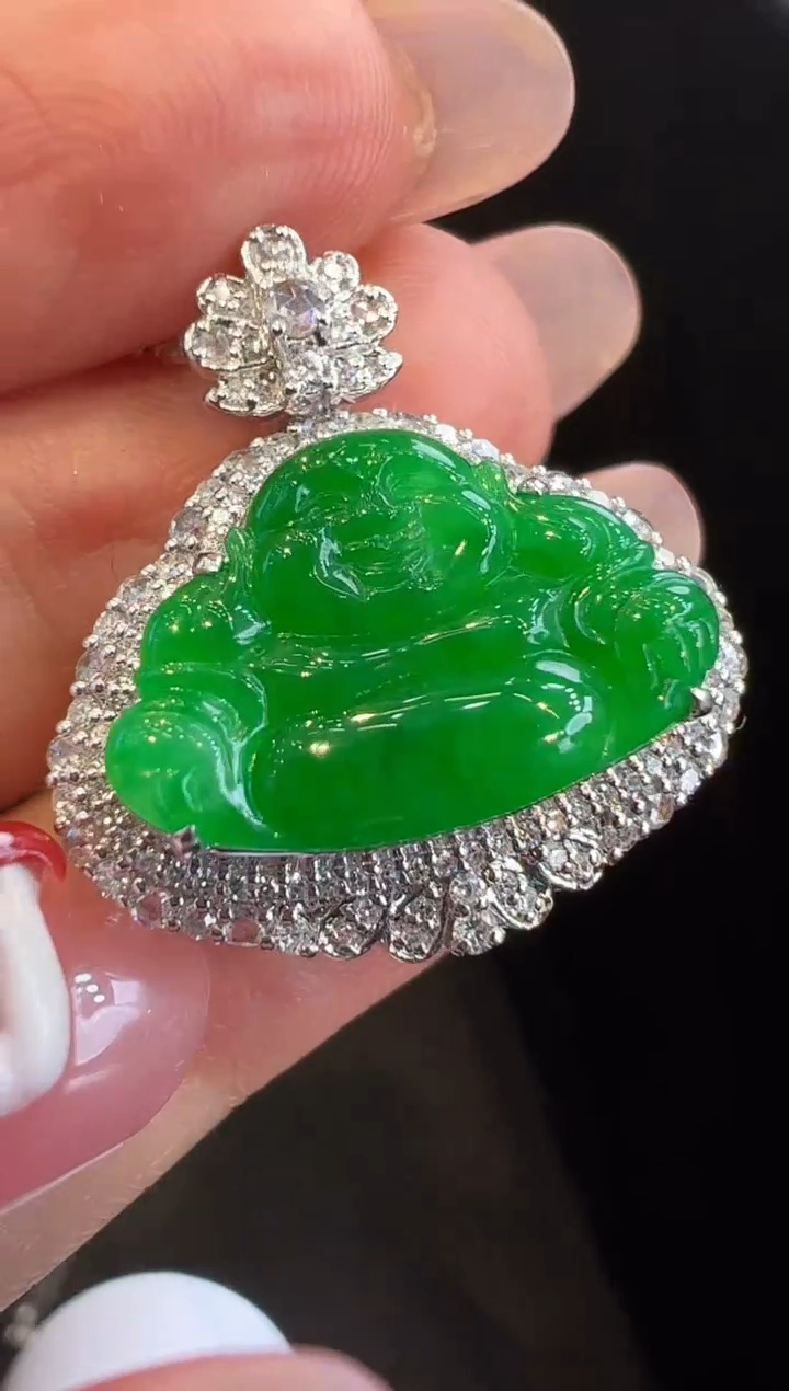 吊坠(不含链)18K金镶嵌翡翠吊坠