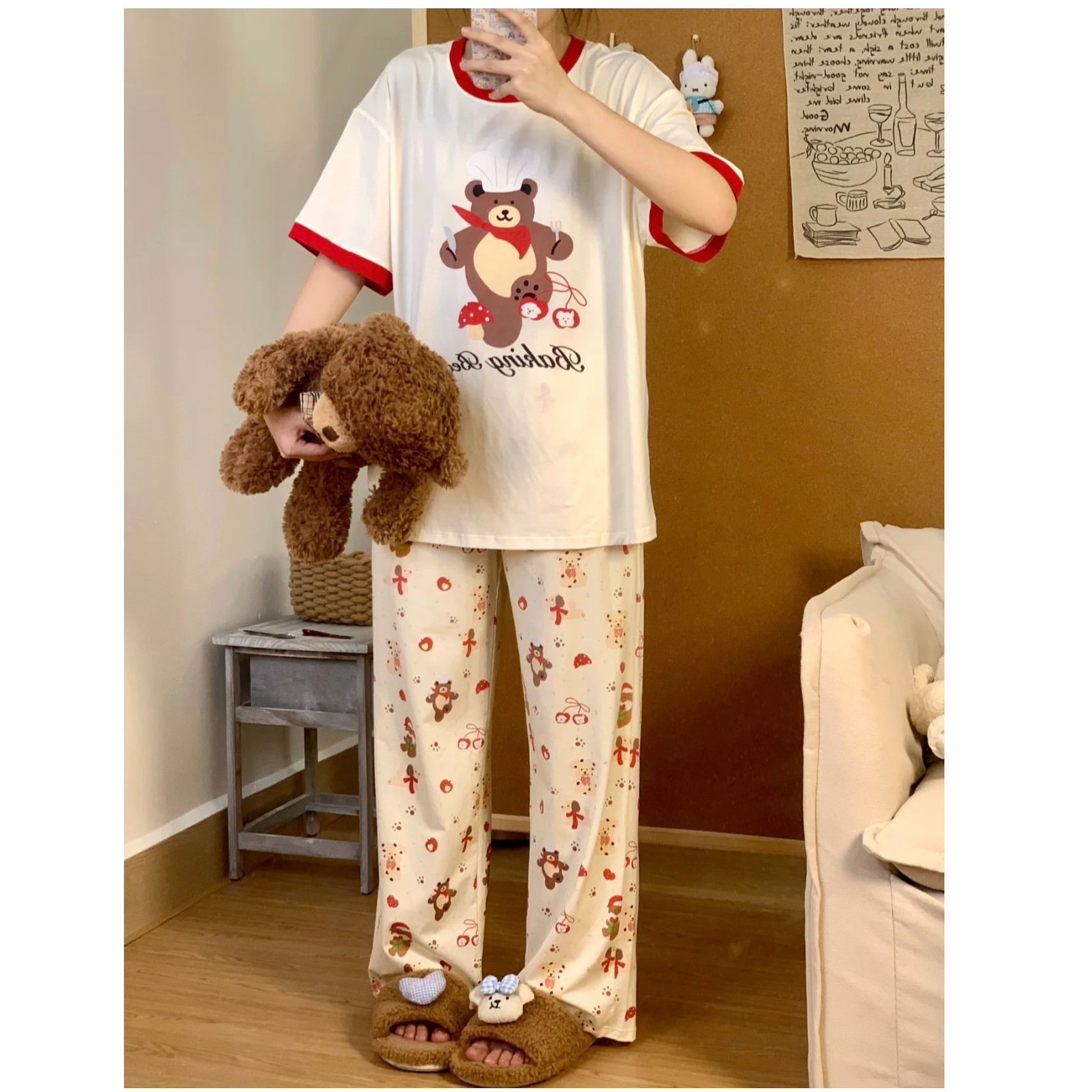【蘑菇熊-短袖长裤】 2025春夏新款潮牌短袖长裤棉质居家服睡衣