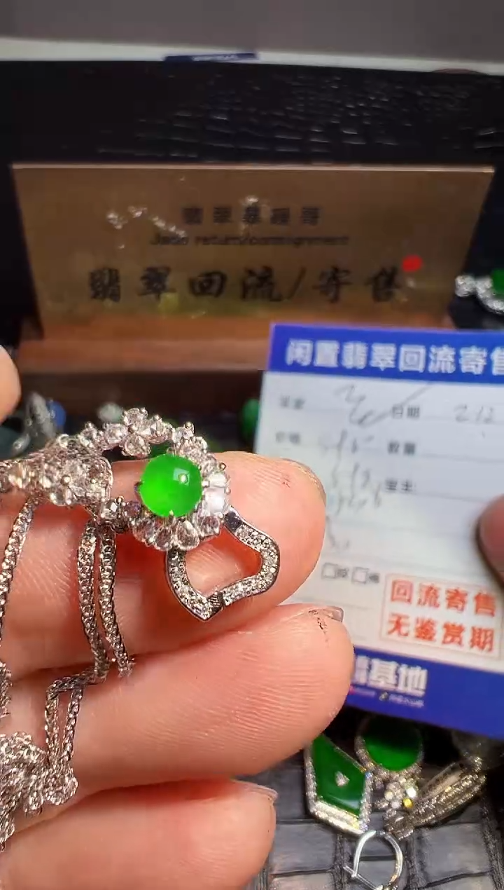 【闪购商品】翡翠颈饰18K金镶嵌翡翠回流