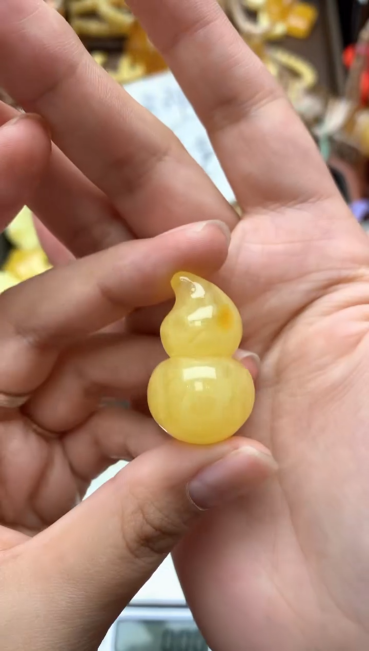 【闪购商品】未镶嵌琥珀珠宝奇石051琥珀蜜蜡花粉有纹小坑介意勿拍