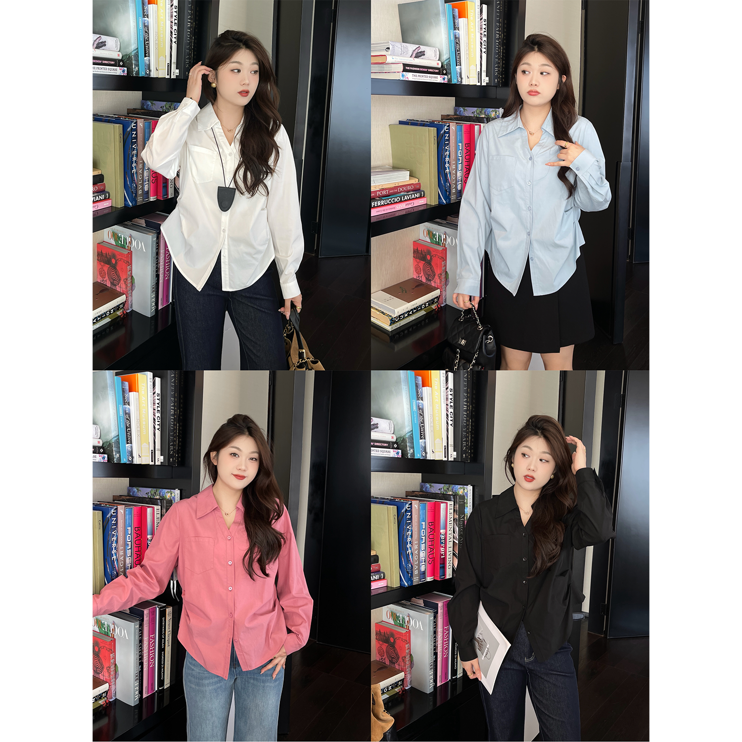 裂渡宣宣【日常心动】微胖大码女秋时尚气质莱赛尔收腰衬衫ZY509F05