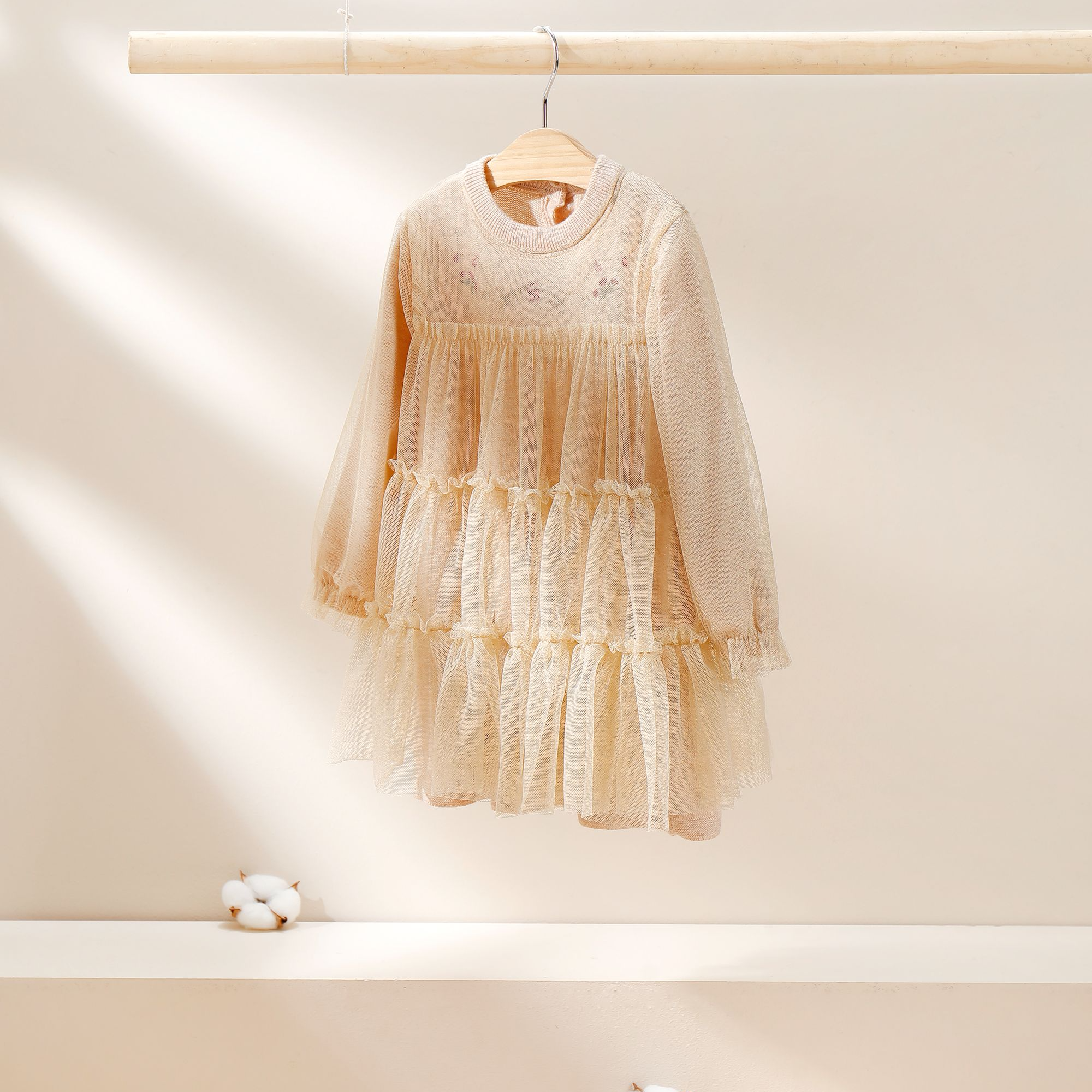 孩子家童装女童A类秋冬连身衣裙针织网纱可爱儿童公主裙宝宝纱裙