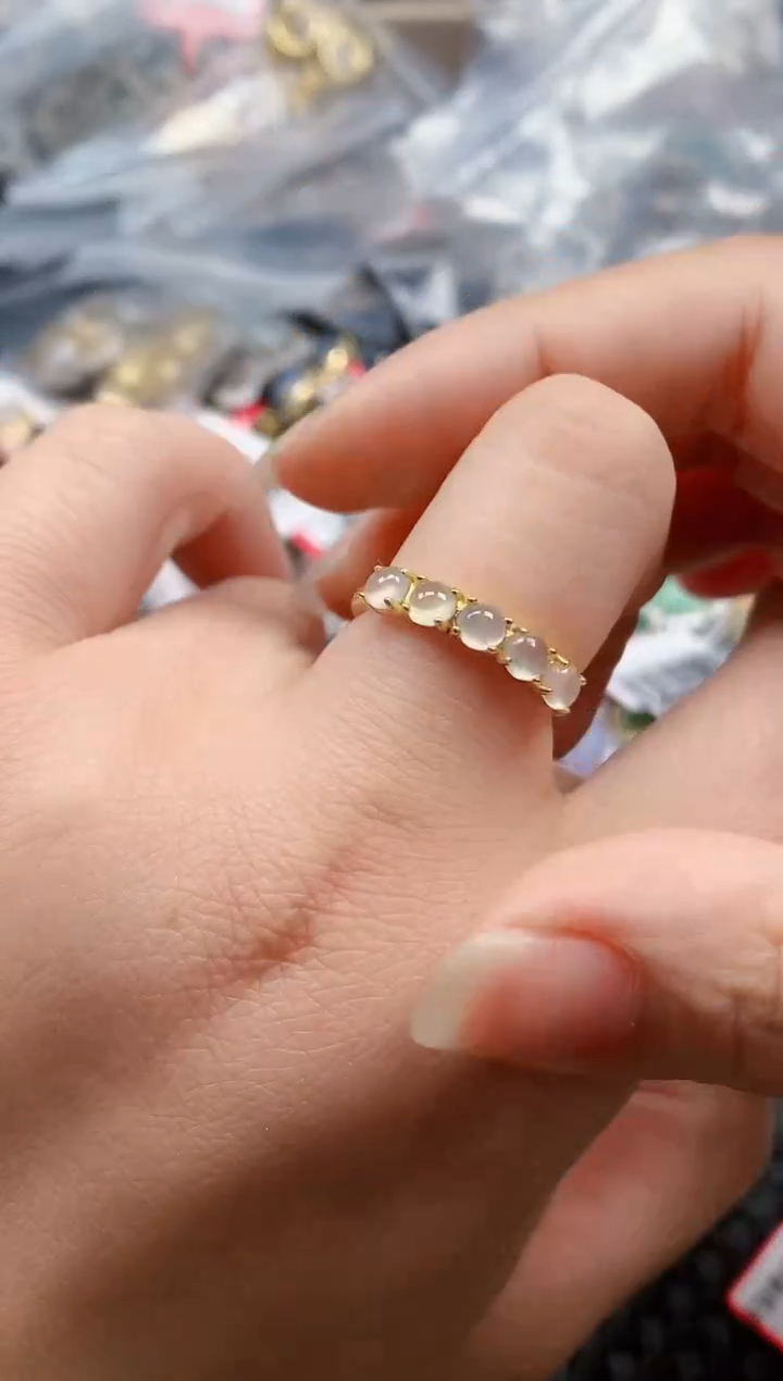 银S925镶嵌戒指翡翠天然A货缅甸翡翠