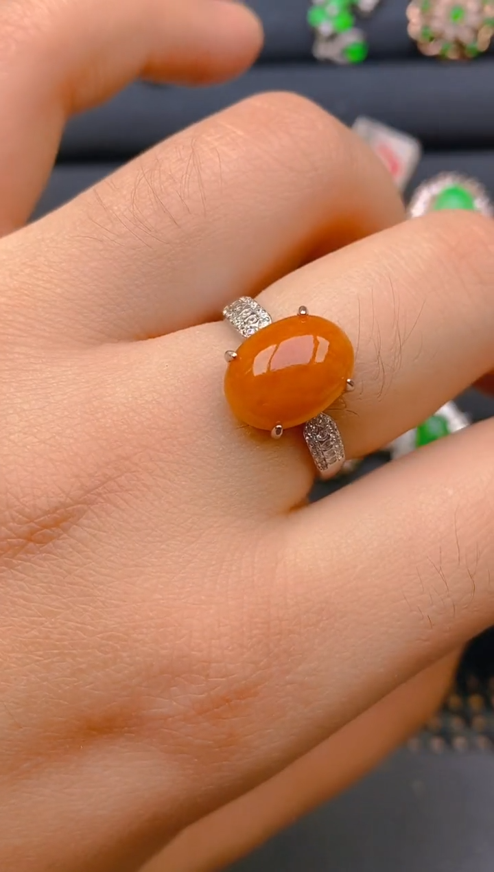 【闪购商品】翡翠戒指银S925镶嵌天然A货翡翠1