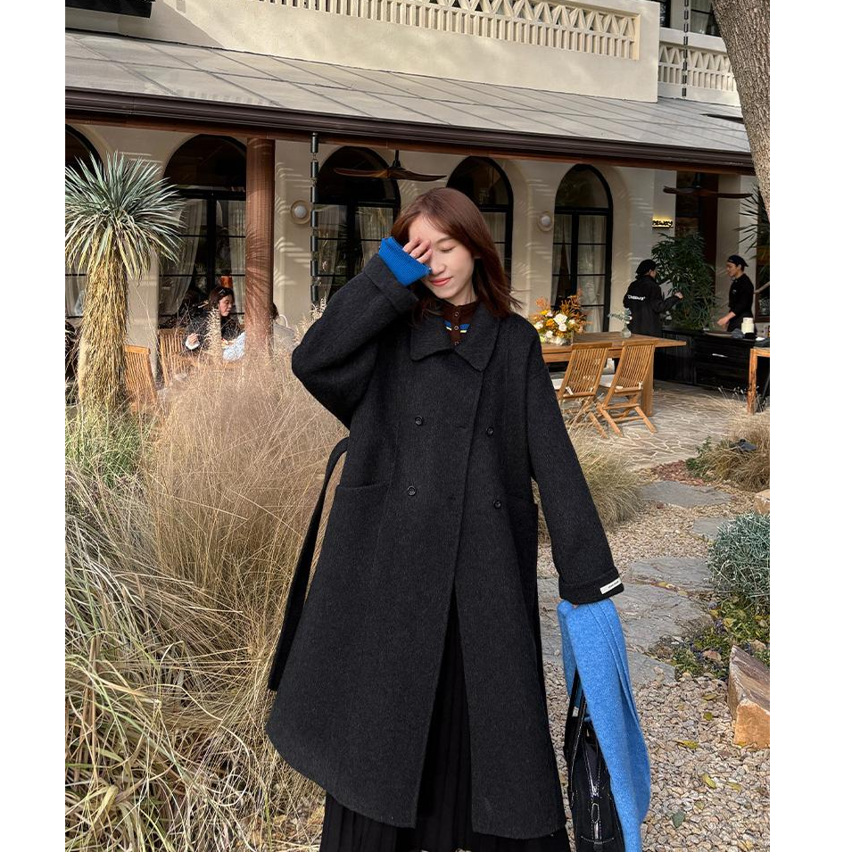 【北欧暖冬】【羊驼毛】丽妍妮显瘦娃娃领外套秋冬腰带款大衣