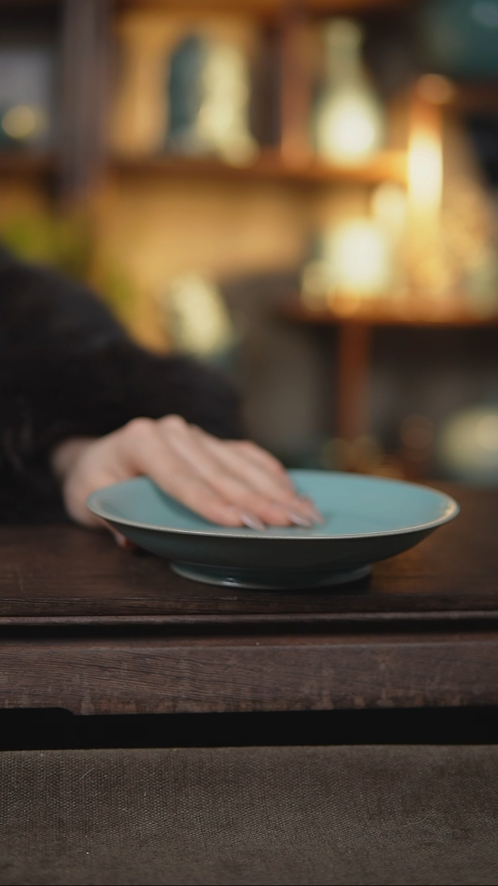 【闪购商品】杯仿古翡翠绿17公分壶承瑕