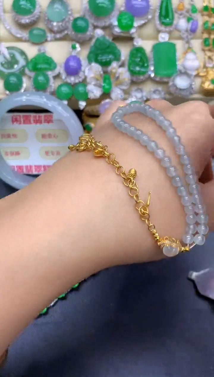 18K金镶嵌手链翡翠384-中国好珍宝