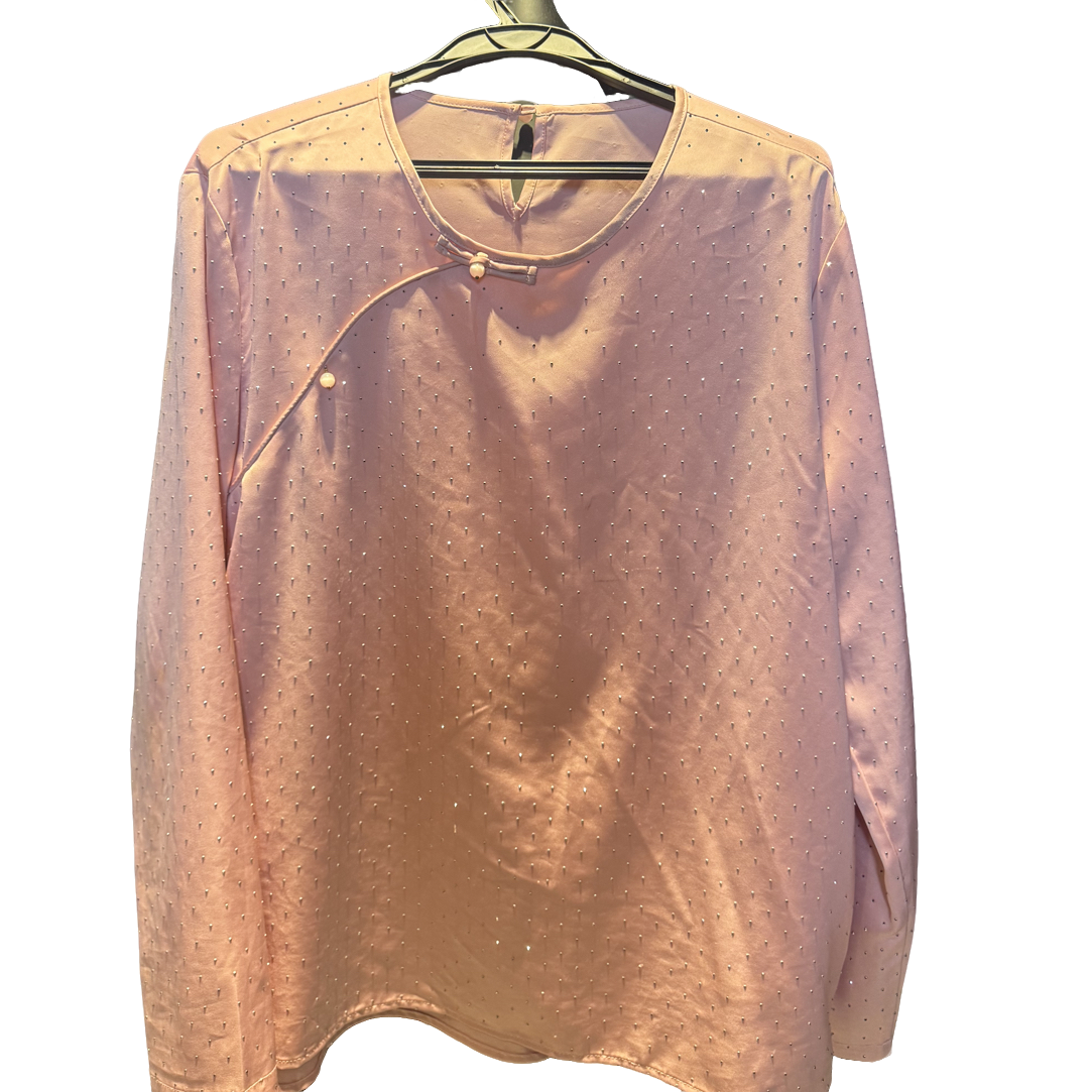 T.T.HOME新中式国风真丝双绉圆领斜襟八分袖修身显瘦上衣