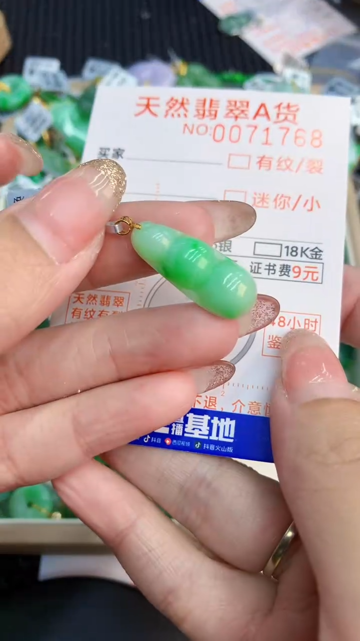 翡翠18K金镶嵌颈饰             8
