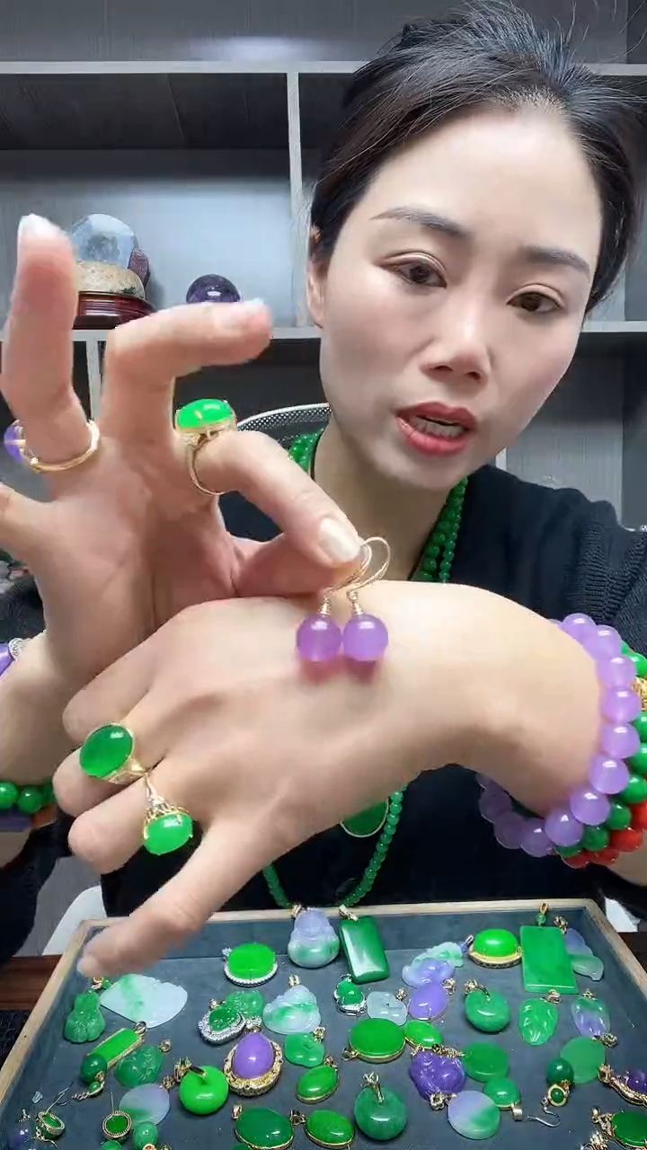 【闪购商品】翡翠耳饰14K金镶嵌耳饰