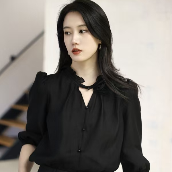 秋季通勤时尚气质衬衫优雅设计感衬衣百搭ESQE6A551