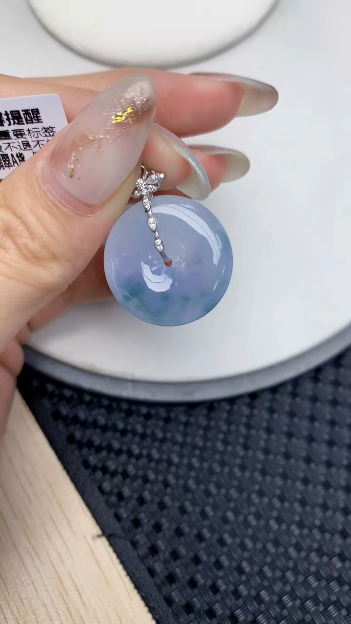 颈饰18K金镶嵌翡翠天然缅甸翡翠a货百元以上9元证书费自理