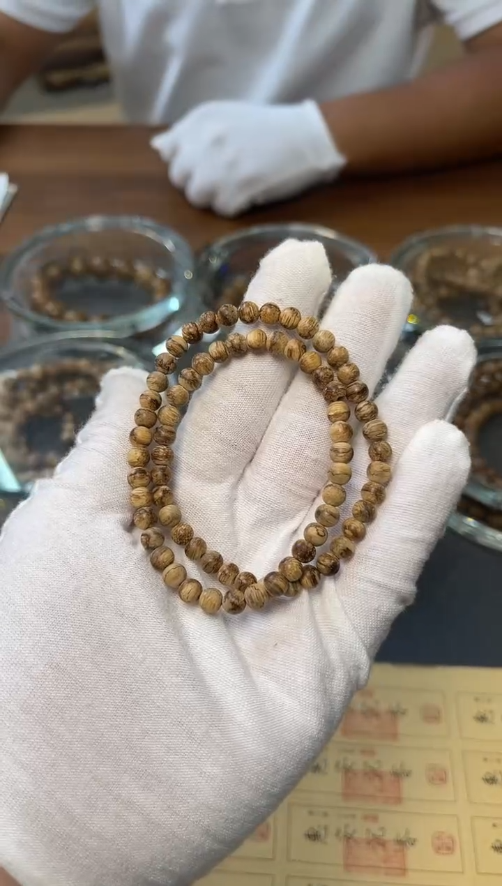 手串沉香达拉干5mm9分沉土沉虎斑老料